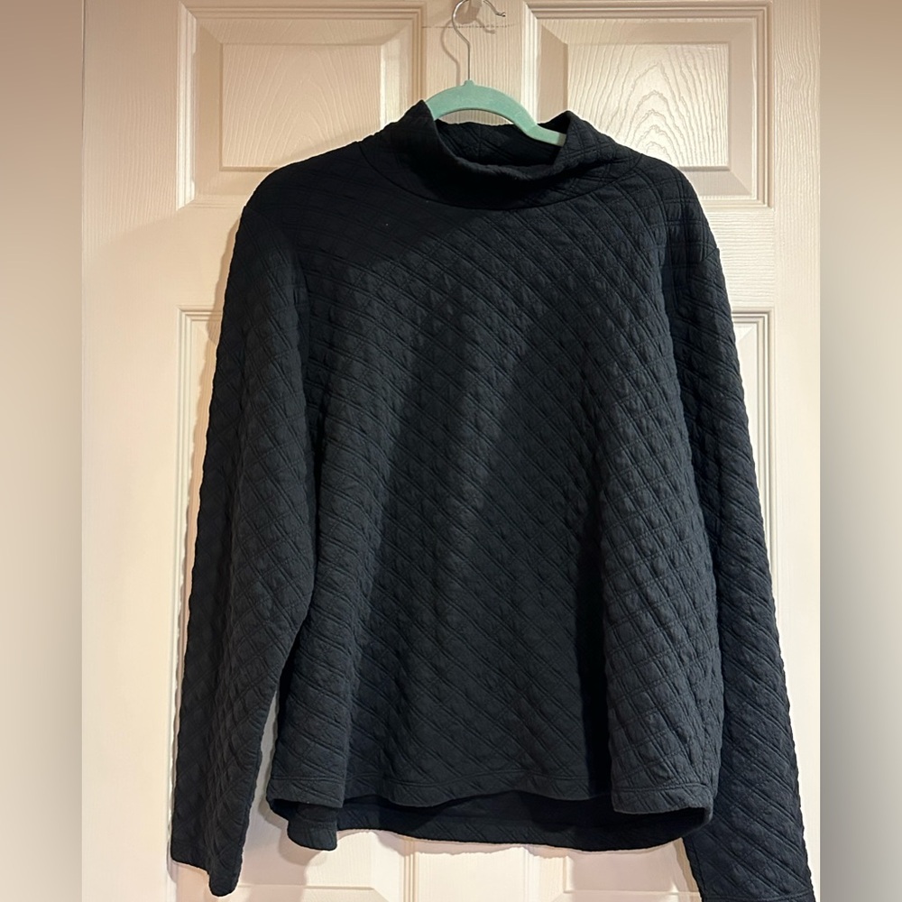 J. Crew Black Quilted Turtleneck Sweatshirt